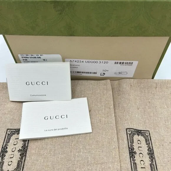 Men’s Gucci pebble grain leather horse bit driver loafers size 10.5 fits 11 US - Picture 3 of 10